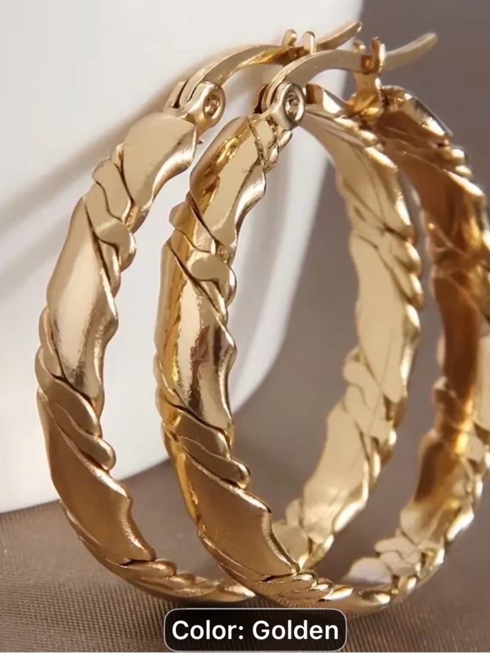 High quality Copper Plated /KC Golden styleTwisted Hoop Earrings - Women Jewelry